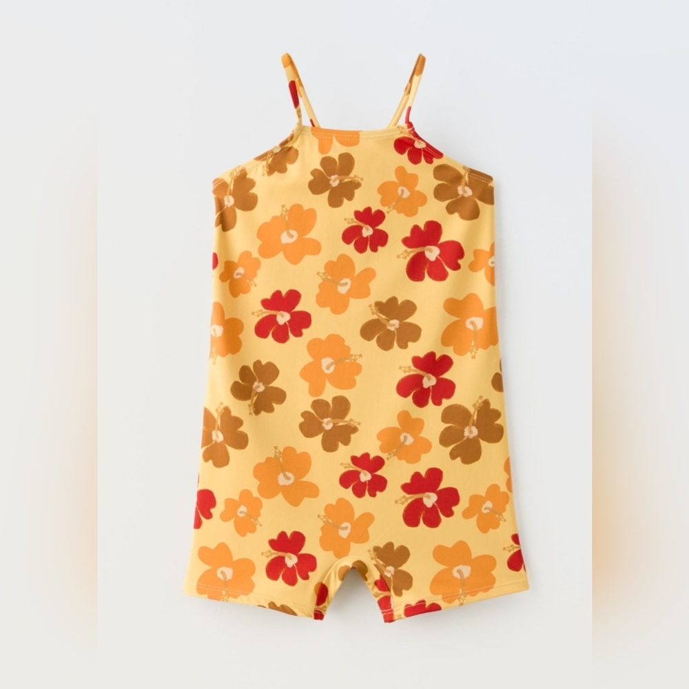 Zara 13-14 YEARS/ FLORAL SURF Romper SWIMSUIT NWT